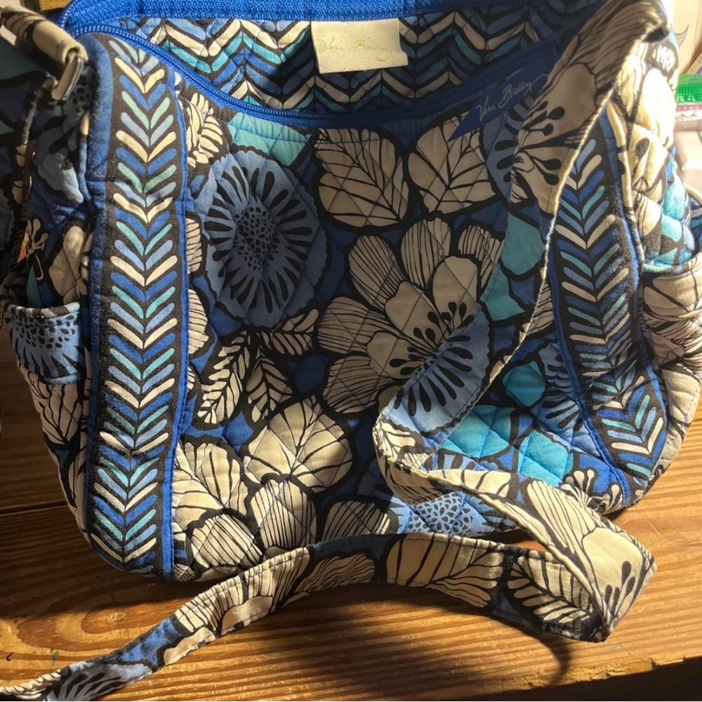 Vera Bradley Blue and Cream Floral Shoulder Bag